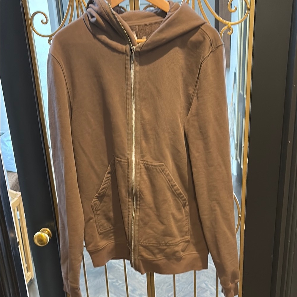 Dust color over sized Zip-Up Hoodie hoody Rick Owen’s dark shadow medium